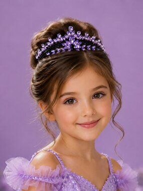 black purple tiara, Princess tiara, Halloween costume crown, Flower Girl tiara